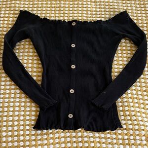 Derek Heart Black Off-the-Shoulder Sweater